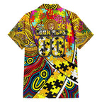Autism Awareness Australia Richmond Tiger Family Matching Short Sleeve Bodycon Dress and Hawaiian Shirt Aboriginal Indigenous Art