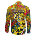 Autism Awareness Australia Richmond Tiger Family Matching Short Sleeve Bodycon Dress and Hawaiian Shirt Aboriginal Indigenous Art