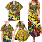 Autism Awareness Australia Richmond Tiger Family Matching Summer Maxi Dress and Hawaiian Shirt Aboriginal Indigenous Art