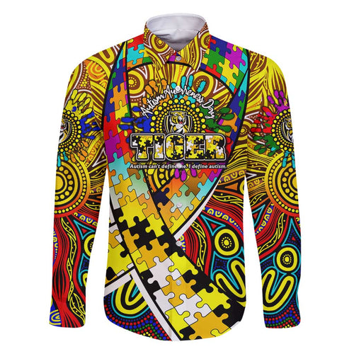 Autism Awareness Australia Richmond Tiger Family Matching Summer Maxi Dress and Hawaiian Shirt Aboriginal Indigenous Art