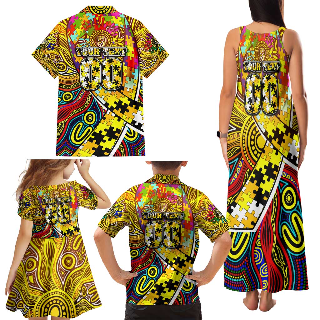 Autism Awareness Australia Richmond Tiger Family Matching Tank Maxi Dress and Hawaiian Shirt Aboriginal Indigenous Art