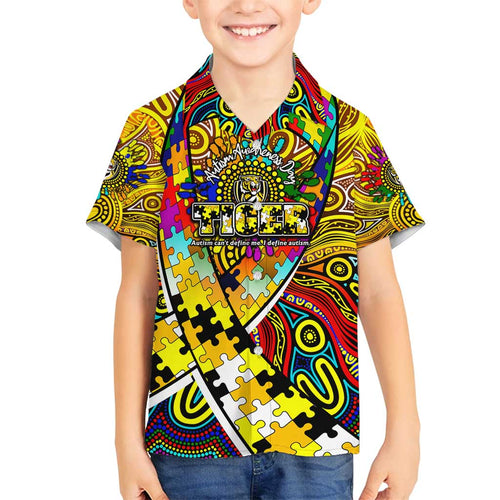 Autism Awareness Australia Richmond Tiger Family Matching Tank Maxi Dress and Hawaiian Shirt Aboriginal Indigenous Art
