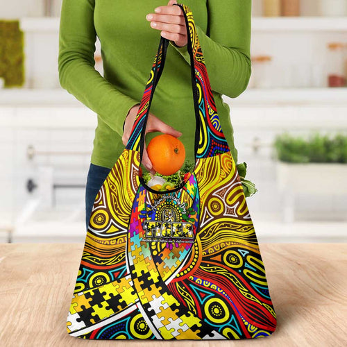 Autism Awareness Australia Richmond Tiger Grocery Bag Aboriginal Indigenous Art