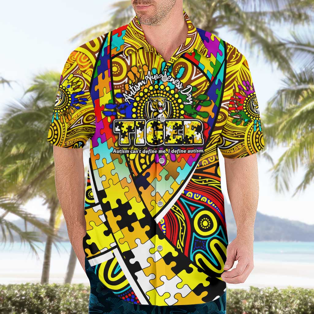 Autism Awareness Australia Richmond Tiger Hawaiian Shirt Aboriginal Indigenous Art