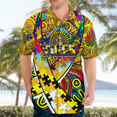 Autism Awareness Australia Richmond Tiger Hawaiian Shirt Aboriginal Indigenous Art