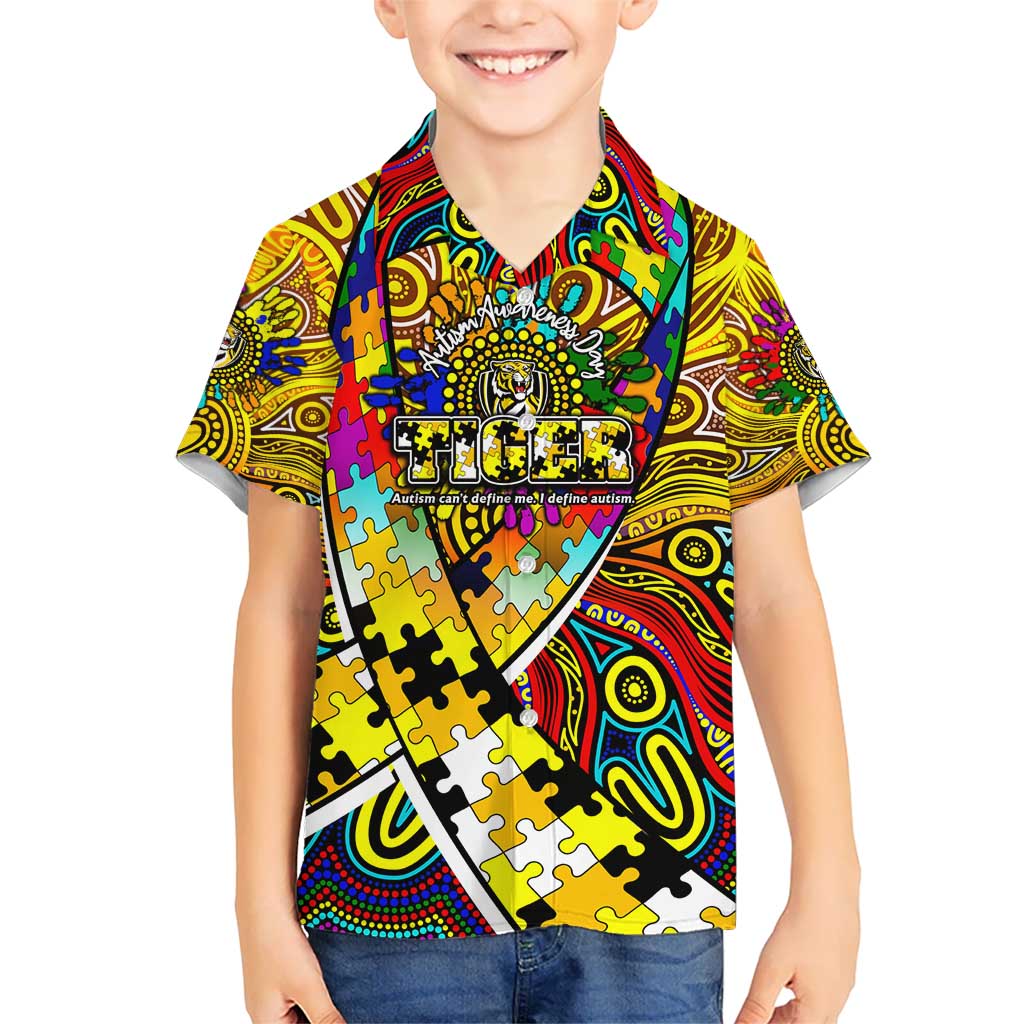 Autism Awareness Australia Richmond Tiger Hawaiian Shirt Aboriginal Indigenous Art
