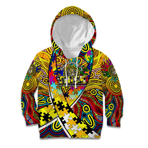 Autism Awareness Australia Richmond Tiger Kid Hoodie Aboriginal Indigenous Art