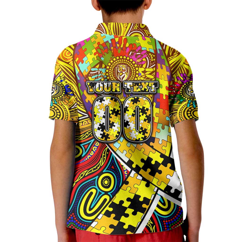 Autism Awareness Australia Richmond Tiger Kid Polo Shirt Aboriginal Indigenous Art