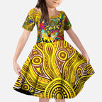 Autism Awareness Australia Richmond Tiger Kid Short Sleeve Dress Aboriginal Indigenous Art
