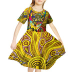 Autism Awareness Australia Richmond Tiger Kid Short Sleeve Dress Aboriginal Indigenous Art