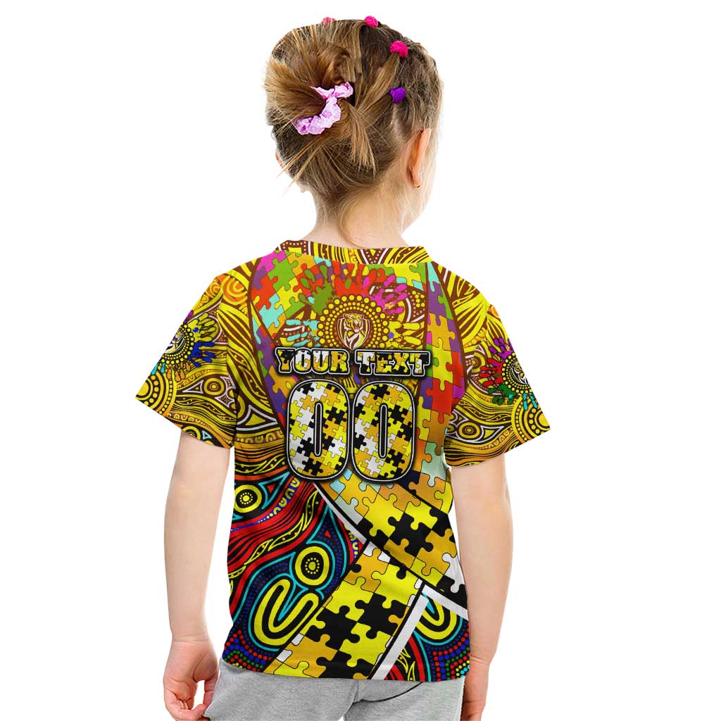 Autism Awareness Australia Richmond Tiger Kid T Shirt Aboriginal Indigenous Art