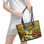 Autism Awareness Australia Richmond Tiger Leather Tote Bag Aboriginal Indigenous Art