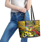 Autism Awareness Australia Richmond Tiger Leather Tote Bag Aboriginal Indigenous Art