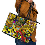 Autism Awareness Australia Richmond Tiger Leather Tote Bag Aboriginal Indigenous Art