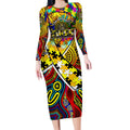 Autism Awareness Australia Richmond Tiger Long Sleeve Bodycon Dress Aboriginal Indigenous Art