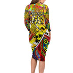 Autism Awareness Australia Richmond Tiger Long Sleeve Bodycon Dress Aboriginal Indigenous Art