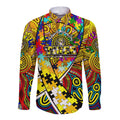 Autism Awareness Australia Richmond Tiger Long Sleeve Button Shirt Aboriginal Indigenous Art