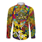 Autism Awareness Australia Richmond Tiger Long Sleeve Button Shirt Aboriginal Indigenous Art
