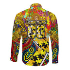 Autism Awareness Australia Richmond Tiger Long Sleeve Button Shirt Aboriginal Indigenous Art