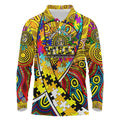 Autism Awareness Australia Richmond Tiger Long Sleeve Polo Shirt Aboriginal Indigenous Art
