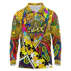 Autism Awareness Australia Richmond Tiger Long Sleeve Polo Shirt Aboriginal Indigenous Art