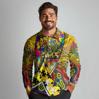 Autism Awareness Australia Richmond Tiger Long Sleeve Polo Shirt Aboriginal Indigenous Art