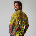 Autism Awareness Australia Richmond Tiger Long Sleeve Polo Shirt Aboriginal Indigenous Art