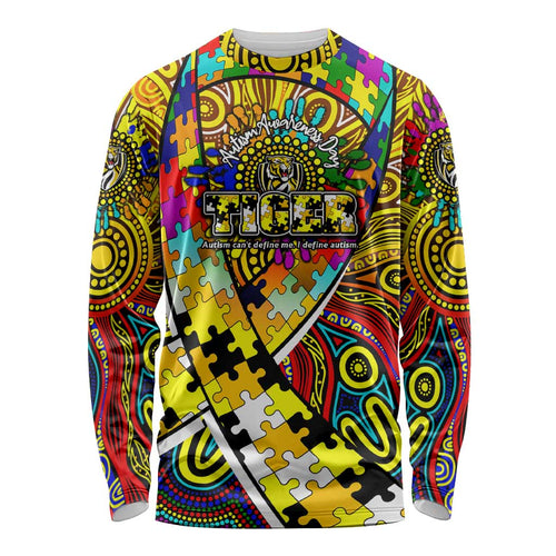 Autism Awareness Australia Richmond Tiger Long Sleeve Shirt Aboriginal Indigenous Art