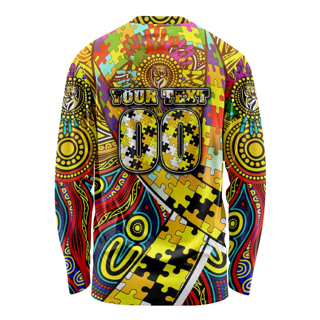 Autism Awareness Australia Richmond Tiger Long Sleeve Shirt Aboriginal Indigenous Art