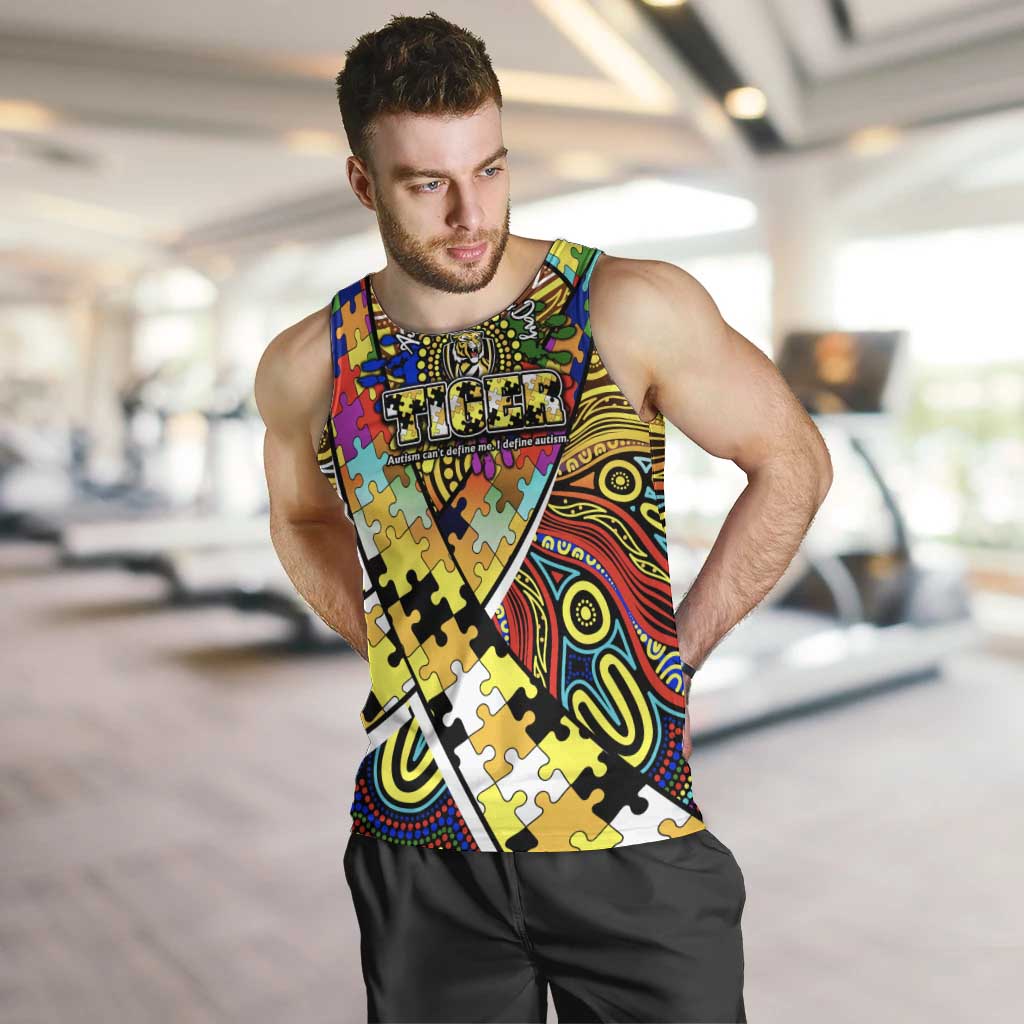Autism Awareness Australia Richmond Tiger Men Tank Top Aboriginal Indigenous Art