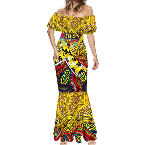 Autism Awareness Australia Richmond Tiger Mermaid Dress Aboriginal Indigenous Art