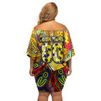 Autism Awareness Australia Richmond Tiger Off Shoulder Short Dress Aboriginal Indigenous Art