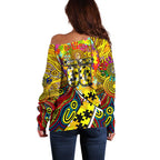 Autism Awareness Australia Richmond Tiger Off Shoulder Sweater Aboriginal Indigenous Art