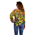 Autism Awareness Australia Richmond Tiger Off Shoulder Sweater Aboriginal Indigenous Art