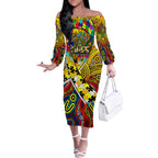 Autism Awareness Australia Richmond Tiger Off The Shoulder Long Sleeve Dress Aboriginal Indigenous Art