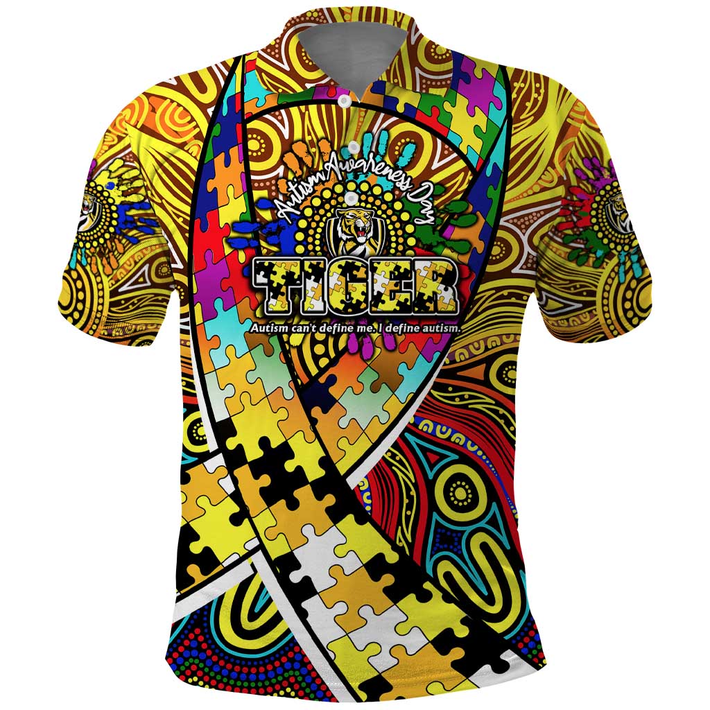 Autism Awareness Australia Richmond Tiger Polo Shirt Aboriginal Indigenous Art