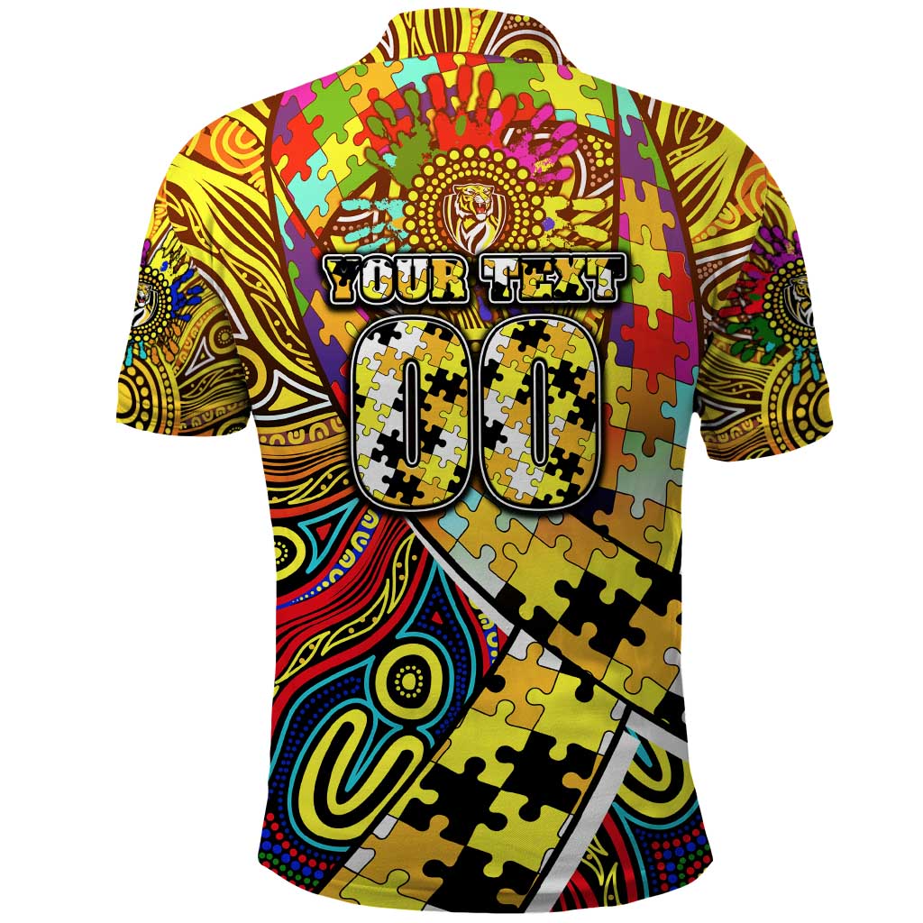 Autism Awareness Australia Richmond Tiger Polo Shirt Aboriginal Indigenous Art