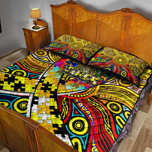 Autism Awareness Australia Richmond Tiger Quilt Bed Set Aboriginal Indigenous Art
