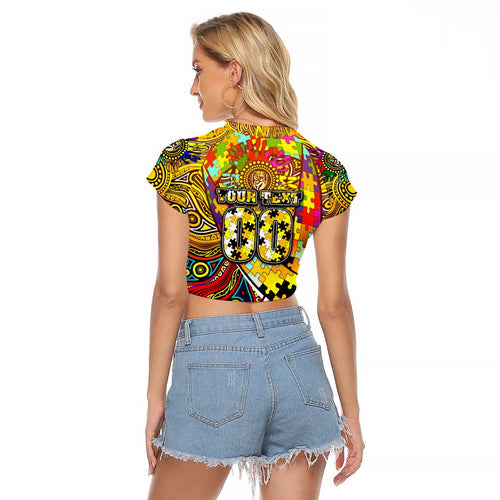 Autism Awareness Australia Richmond Tiger Raglan Cropped T Shirt Aboriginal Indigenous Art