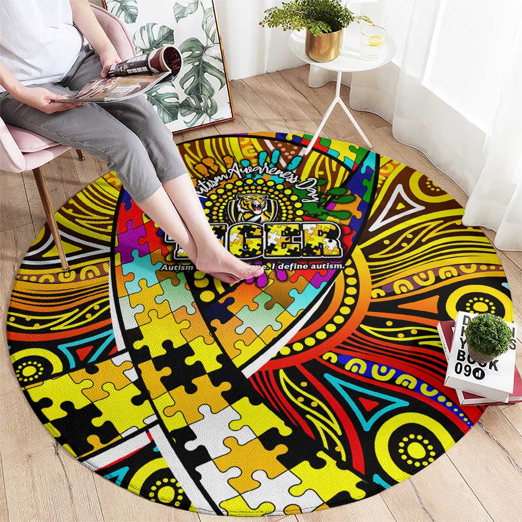 Autism Awareness Australia Richmond Tiger Round Carpet Aboriginal Indigenous Art