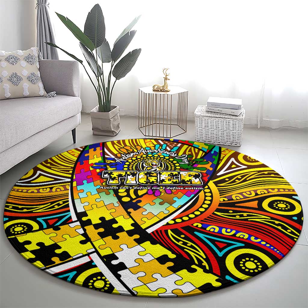 Autism Awareness Australia Richmond Tiger Round Carpet Aboriginal Indigenous Art
