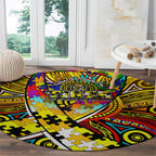 Autism Awareness Australia Richmond Tiger Round Carpet Aboriginal Indigenous Art