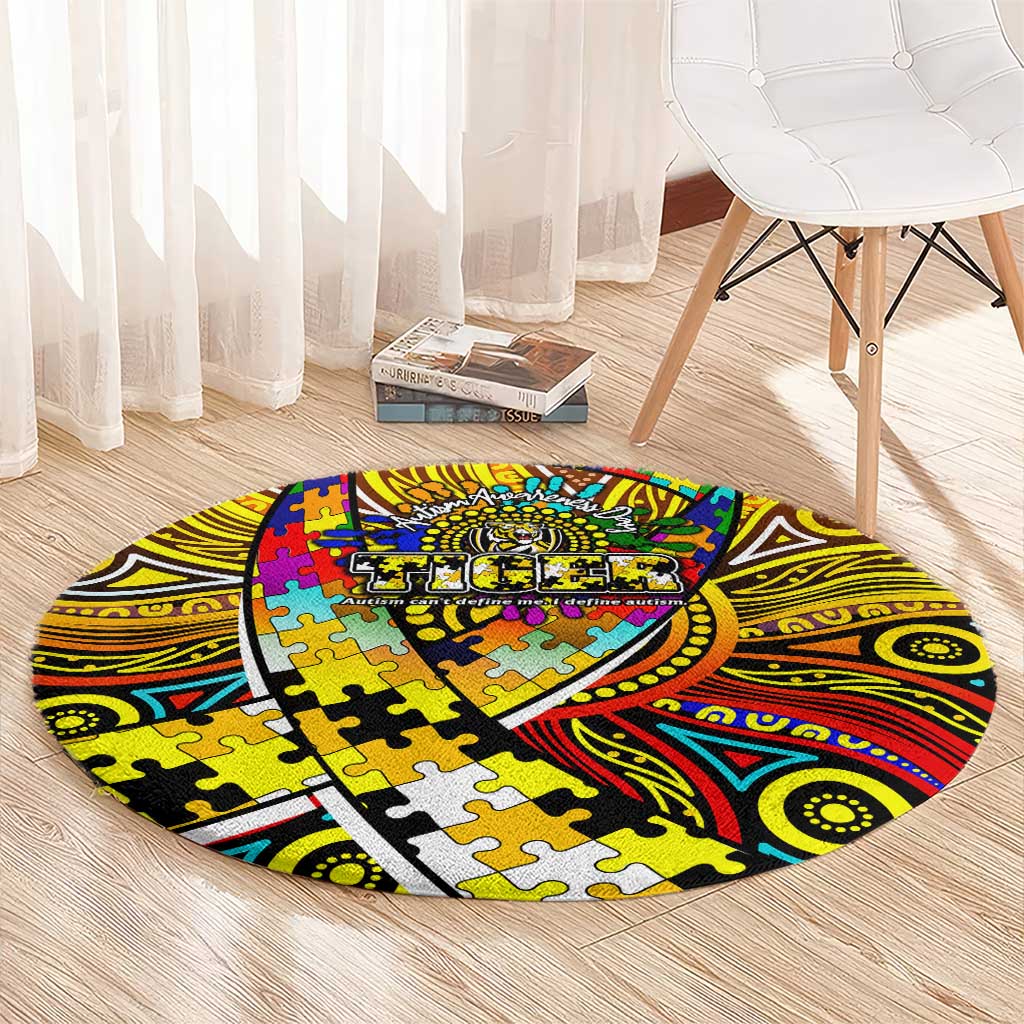 Autism Awareness Australia Richmond Tiger Round Carpet Aboriginal Indigenous Art