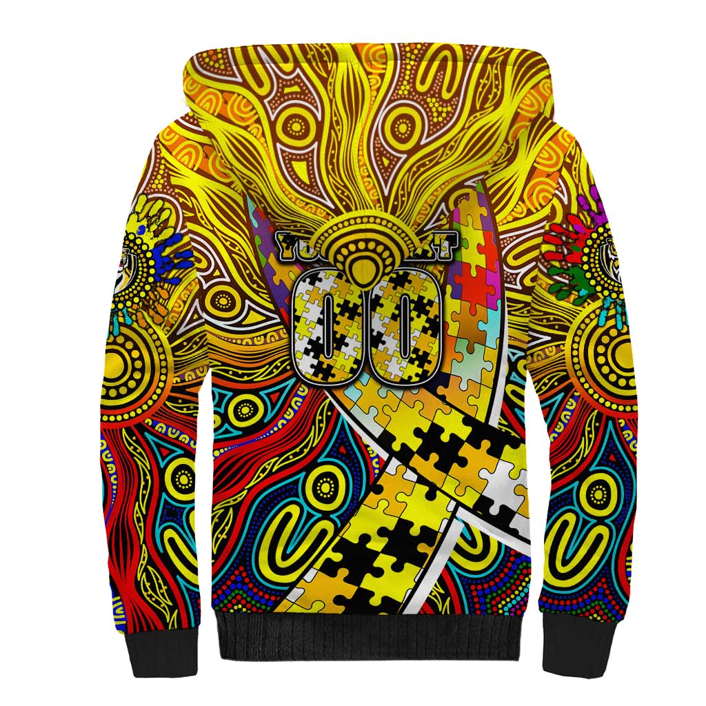 Autism Awareness Australia Richmond Tiger Sherpa Hoodie Aboriginal Indigenous Art
