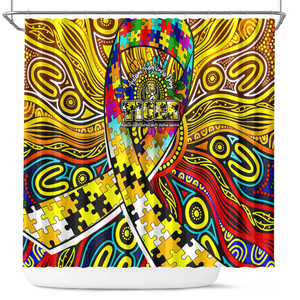 Autism Awareness Australia Richmond Tiger Shower Curtain Aboriginal Indigenous Art