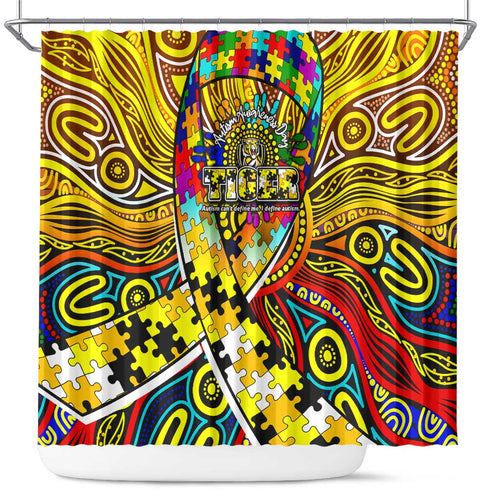 Autism Awareness Australia Richmond Tiger Shower Curtain Aboriginal Indigenous Art