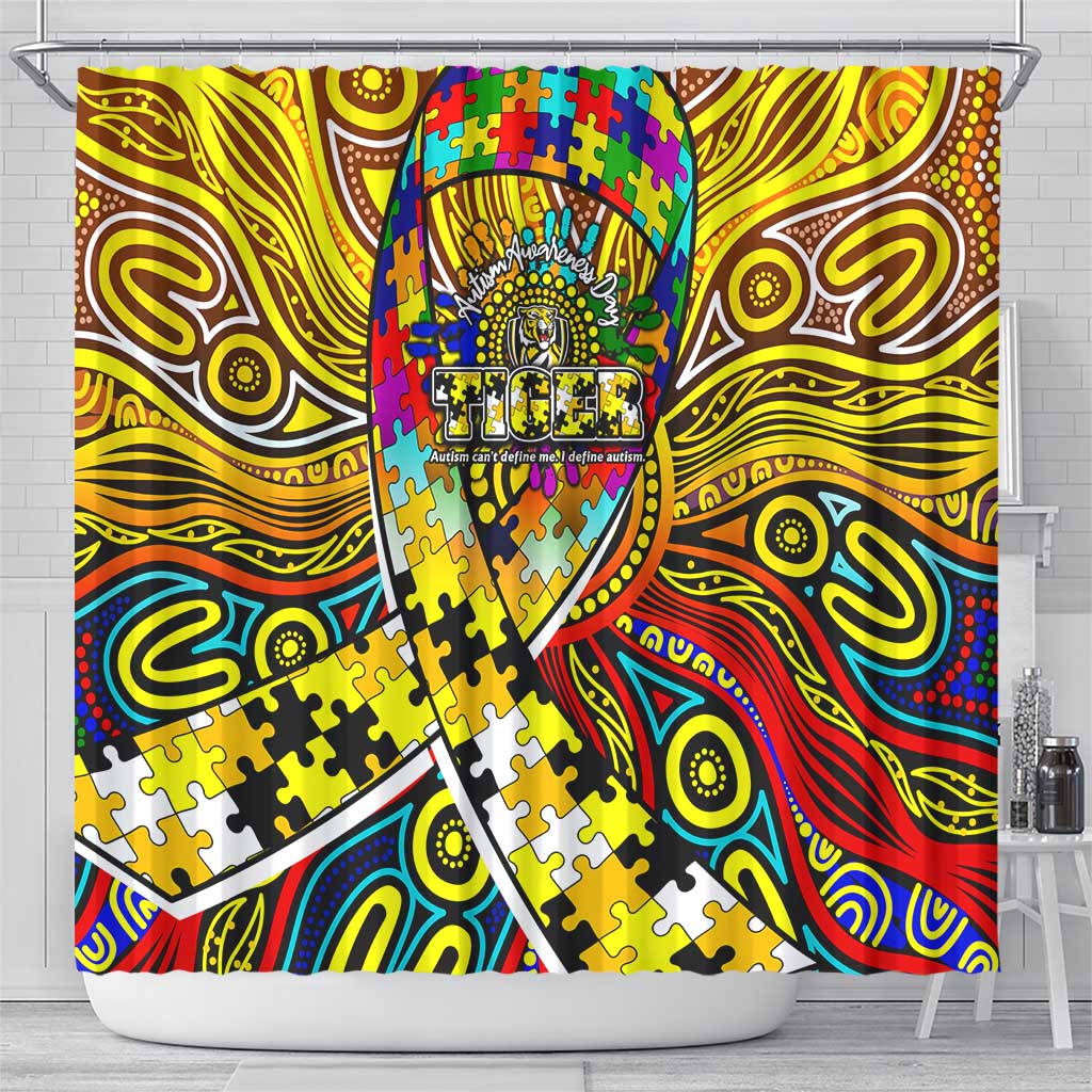 Autism Awareness Australia Richmond Tiger Shower Curtain Aboriginal Indigenous Art