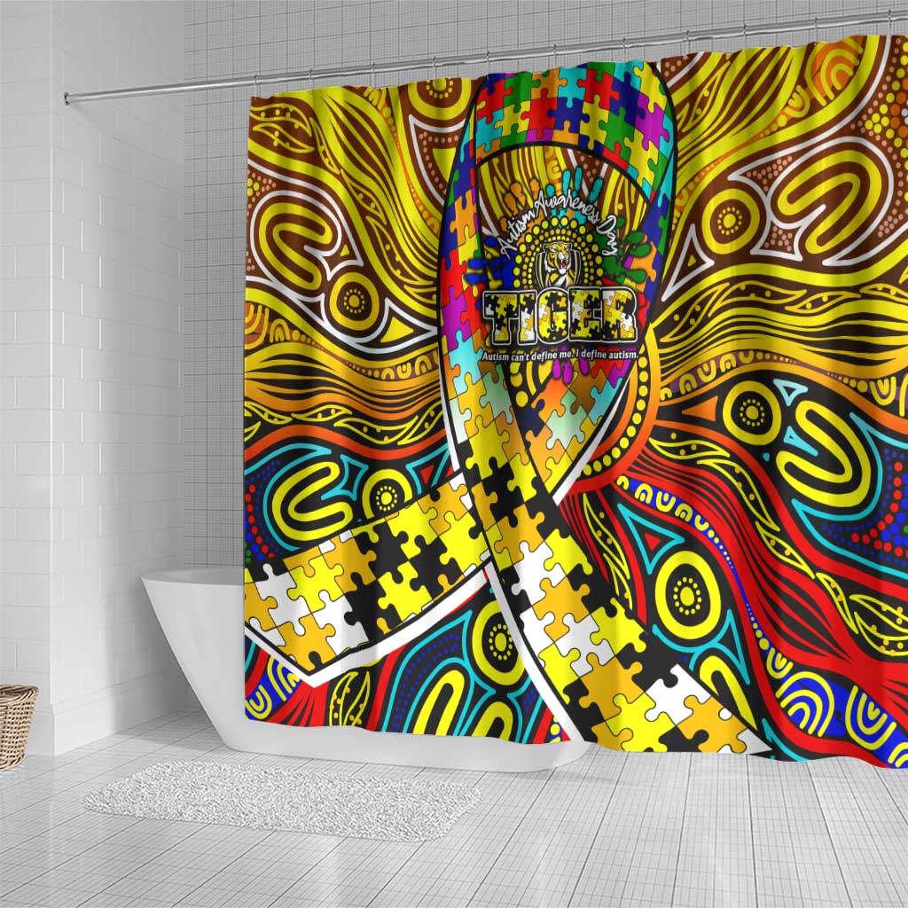Autism Awareness Australia Richmond Tiger Shower Curtain Aboriginal Indigenous Art