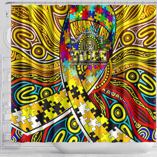 Autism Awareness Australia Richmond Tiger Shower Curtain Aboriginal Indigenous Art