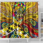 Autism Awareness Australia Richmond Tiger Shower Curtain Aboriginal Indigenous Art